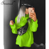 Simenual Knitwear Turtleneck Autumn Winter Sweaters Women Neon Color Long Sleeve Jumpers Fashion 2019 Casual Basic Slim Pullover - SIMO CHINA