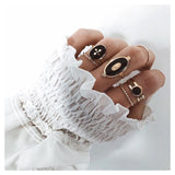 VAGZEB 11 Pcs/set Women Fashion Rings Set Gold Color Hollow Geometric Opal Ring for Woman Wedding Jewelry - SIMO CHINA