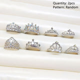 2pcs/lot Trendy Children Kids Sweet Cute Adjustable Cartoon Crystal Alloy Rings Fashion Jewelry Gifts  Randomly - SIMO CHINA