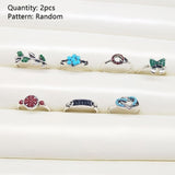 2pcs/lot Trendy Children Kids Sweet Cute Adjustable Cartoon Crystal Alloy Rings Fashion Jewelry Gifts  Randomly - SIMO CHINA