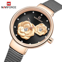 Luxury Brand NAVIFORCE Ladies Watch Fashion Creative 3D Rose Women Business wrist watches waterproof Clock Relogio Feminino 2020 - SIMO CHINA