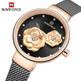 Luxury Brand NAVIFORCE Ladies Watch Fashion Creative 3D Rose Women Business wrist watches waterproof Clock Relogio Feminino 2020 - SIMO CHINA
