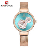 Luxury Brand NAVIFORCE Ladies Watch Fashion Creative 3D Rose Women Business wrist watches waterproof Clock Relogio Feminino 2020 - SIMO CHINA