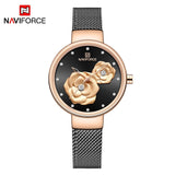 Luxury Brand NAVIFORCE Ladies Watch Fashion Creative 3D Rose Women Business wrist watches waterproof Clock Relogio Feminino 2020 - SIMO CHINA