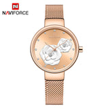 Luxury Brand NAVIFORCE Ladies Watch Fashion Creative 3D Rose Women Business wrist watches waterproof Clock Relogio Feminino 2020 - SIMO CHINA