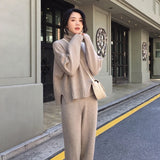CBAFU autumn spring knitted tracksuit turtleneck sweatshirts women suit clothing 2 piece set knit pant female pants suit D226 - SIMO CHINA