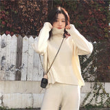 CBAFU autumn spring knitted tracksuit turtleneck sweatshirts women suit clothing 2 piece set knit pant female pants suit D226 - SIMO CHINA