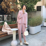 CBAFU autumn spring knitted tracksuit turtleneck sweatshirts women suit clothing 2 piece set knit pant female pants suit D226 - SIMO CHINA