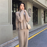 CBAFU autumn spring knitted tracksuit turtleneck sweatshirts women suit clothing 2 piece set knit pant female pants suit D226 - SIMO CHINA
