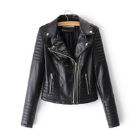2019 New Fashion Women Soft Motorcycle Faux Leather Jackets Ladies Long Sleeve Autumn Winter Biker Streetwear Black Pink Coat - SIMO CHINA