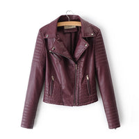 2019 New Fashion Women Soft Motorcycle Faux Leather Jackets Ladies Long Sleeve Autumn Winter Biker Streetwear Black Pink Coat - SIMO CHINA