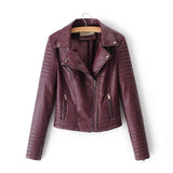 2019 New Fashion Women Soft Motorcycle Faux Leather Jackets Ladies Long Sleeve Autumn Winter Biker Streetwear Black Pink Coat - SIMO CHINA